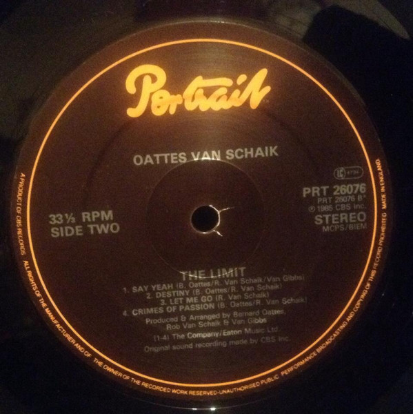 Oattes Van Schaik Formerly The Limit - The Limit | Portrait (PRT 26076) - 3 Oattes Van Schaik Formerly The Limit - The Limit | Portrait (PRT 26076) - 3