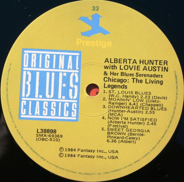 Alberta Hunter ,With Lovie Austin's Blues Serenaders - Chicago: The Living Legends | Prestige (L 38898) - 2 Alberta Hunter ,With Lovie Austin's Blues Serenaders - Chicago: The Living Legends | Prestige (L 38898) - 2