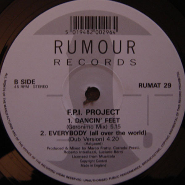 FPI Project - Everybody (All Over The World) | Rumour Records (RUMAT 29) - 4