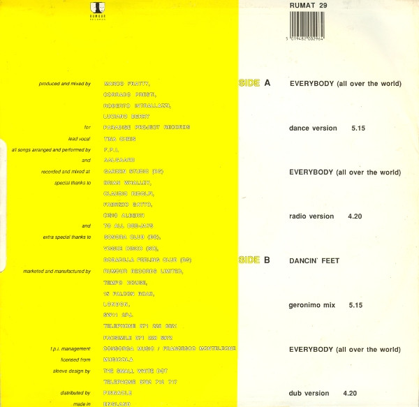 FPI Project - Everybody (All Over The World) | Rumour Records (RUMAT 29) - 2