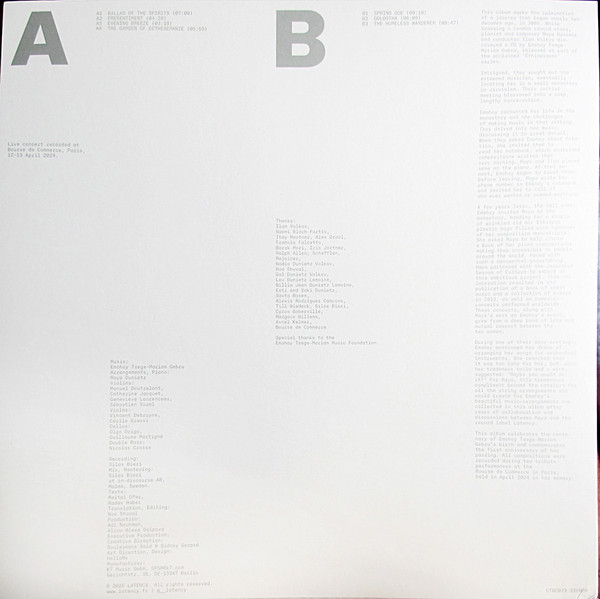 Emahoy Tsegue Maryam Guebrou , Maya Dunietz - Emahoy Tsege-Mariam Gebru Played By Maya Dunietz & String Ensemble Live In Paris | Latency (LTNC029) - 2