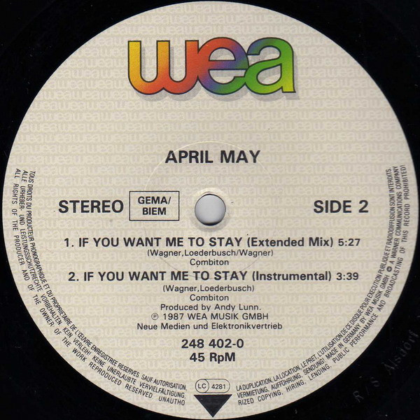 April May - If You Want Me To Stay | WEA (248 402-0) - 3 April May - If You Want Me To Stay | WEA (248 402-0) - 3