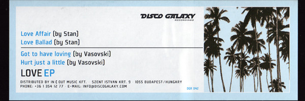Stan / Vasovski - Love EP | Disco Galaxy Recordings (DGR-042) Stan / Vasovski - Love EP | Disco Galaxy Recordings (DGR-042)