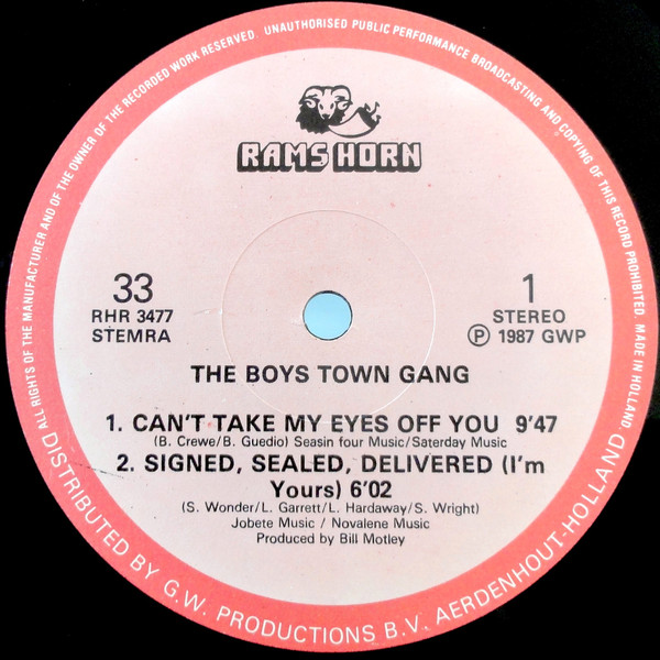Boys Town Gang - Can't Take My Eyes Off You | Rams Horn Records (RHR 3477) - 2