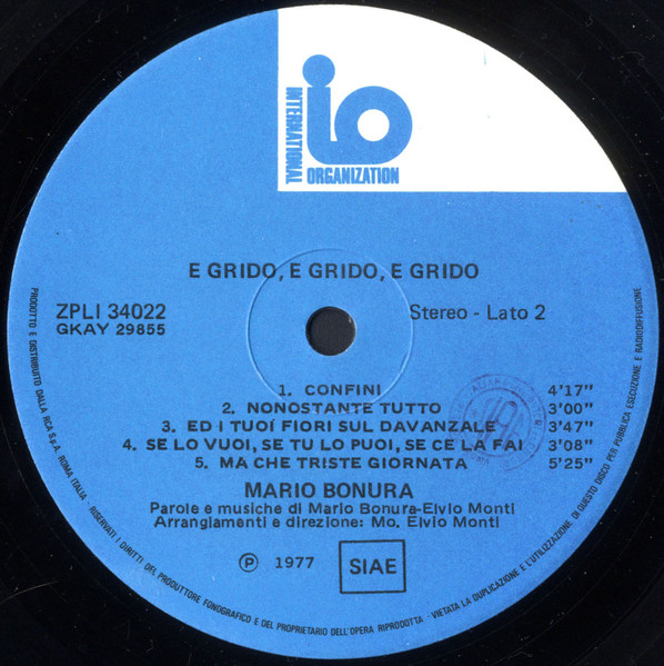 Mario Bonura - E Grido E Grido E Grido | International Organization (ZPLI 34022) - 3