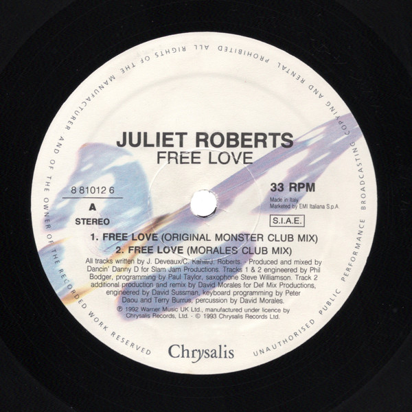 Juliet Roberts - Free Love | Chrysalis (8 81012 6) - 3