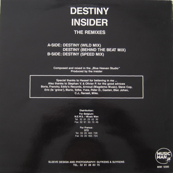 Insider - Destiny (The Remixes) | Music Man Records (MMI 9300) - 2