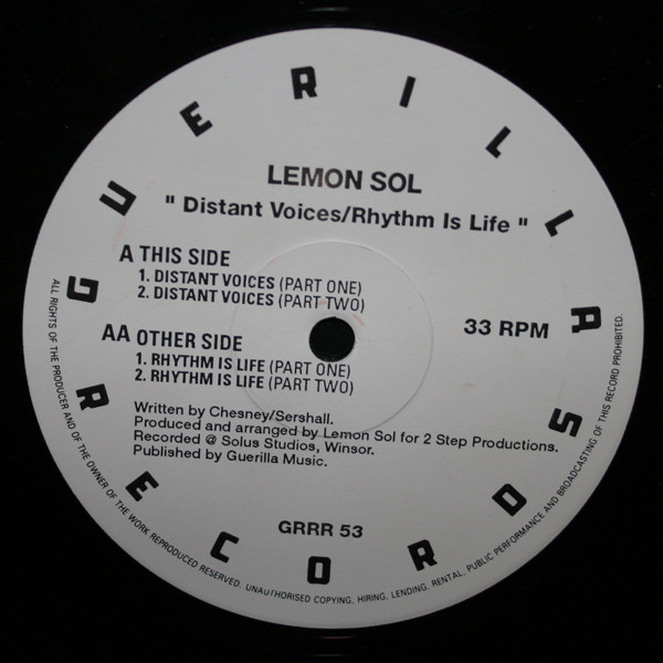 Lemon Sol - Distant Voices / Rhythm Is Life | Guerilla (GRRR 53)