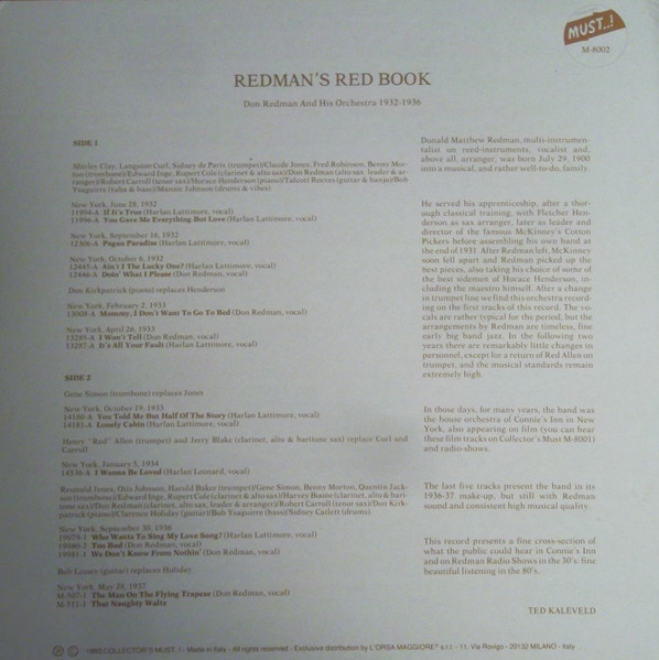 Don Redman And His Orchestra - Redman's Red Book | Collector's Must..! (M-8002) - 2