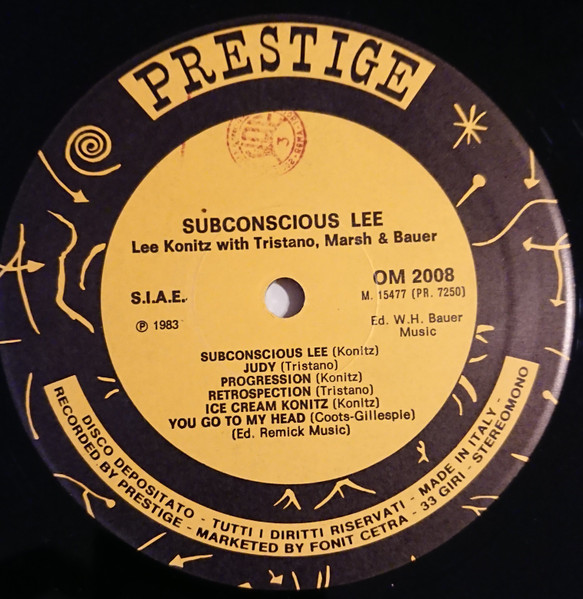 Lee Konitz With Lennie Tristano , Warne Marsh & Billy Bauer - Subconscious-Lee | Prestige (OM 2008) - 4