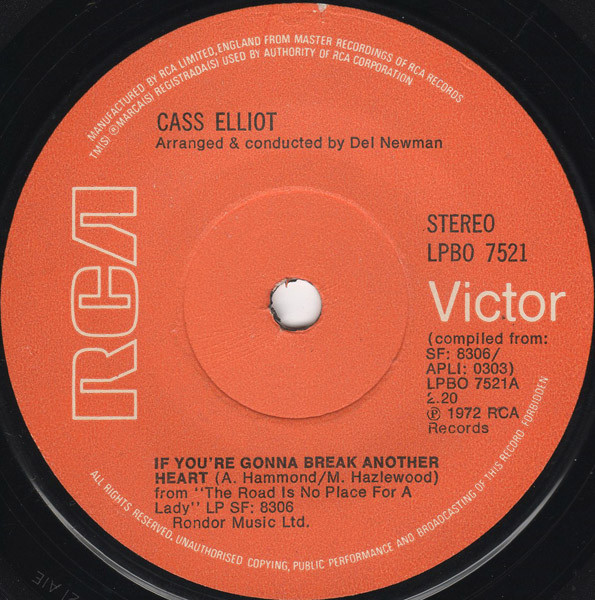 Cass Elliot - If You're Gonna Break Another Heart | RCA Victor (LPBO 7521) Cass Elliot - If You're Gonna Break Another Heart | RCA Victor (LPBO 7521)