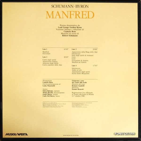 Carmelo Bene - Manfred | Fonit Cetra (LMA 3004) - 2