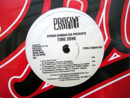Afrika Bambaataa presents Time Zone - Zulu War Chant | Profile Records (PRO-7389-DJ)