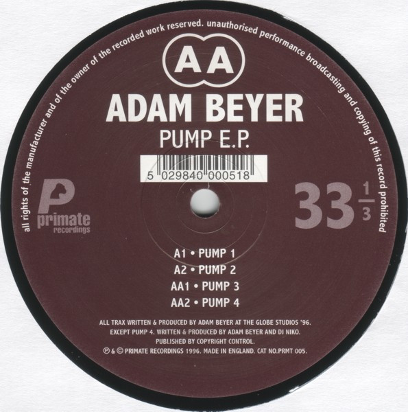 Adam Beyer - Pump E.P. | Primate Recordings (PRMT 005) - 3 Adam Beyer - Pump E.P. | Primate Recordings (PRMT 005) - 3