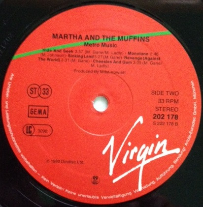 Martha And The Muffins - Metro Music | Virgin (202 178-320) - 2 Martha And The Muffins - Metro Music | Virgin (202 178-320) - 2