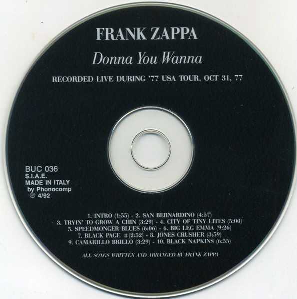 Frank Zappa - Donna You Wanna | Buccaneer Records (BUC 036) - 3 Frank Zappa - Donna You Wanna | Buccaneer Records (BUC 036) - 3