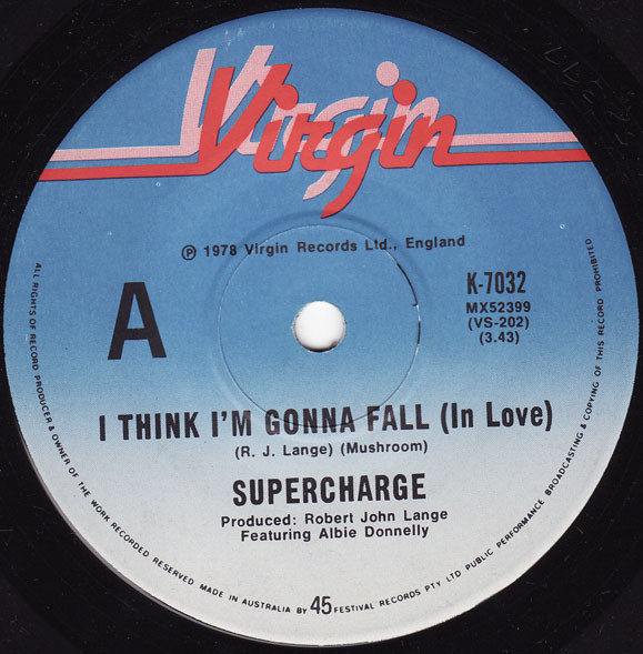 Supercharge - I Think I'm Gonna Fall In Love | Virgin (K 7032)