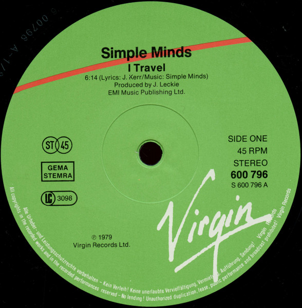Simple Minds - I Travel | Virgin (600 796) - 3