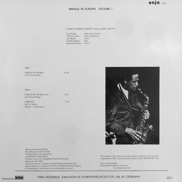 The Charles Mingus Quintet - Mingus In Europe Volume I | Enja Records (3049) - 2