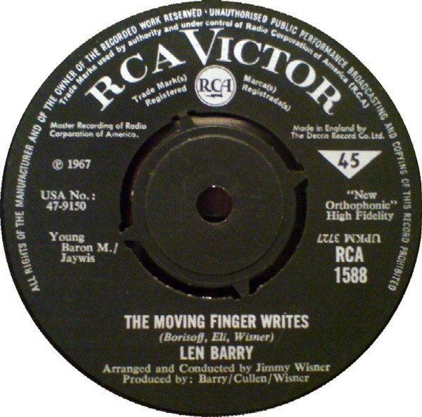 Len Barry - The Moving Finger Writes | RCA Victor (RCA1588)