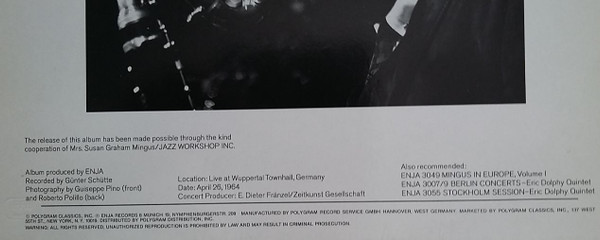 The Charles Mingus Quintet Featuring Eric Dolphy - Mingus In Europe Volume II | Enja Records (3077) - 3