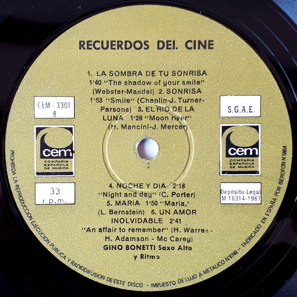 Gino Bonetti - Recuerdos Del Cine Por Gino Bonetti | CEM (CEM-3301) - 4