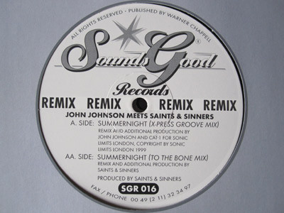 John Johnson Meets Saints & Sinners - Summernight (Remix) | Sounds Good Records (SGR 016) - 2