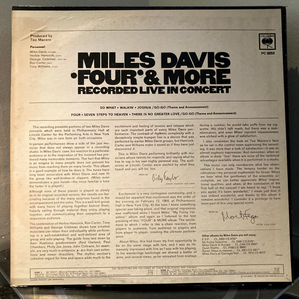 Miles Davis - 'Four' & More - Recorded Live In Concert | Columbia (PC 9253) - 2