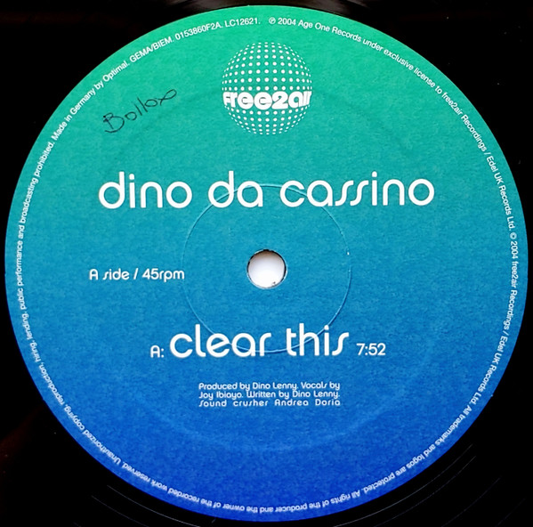 Dino Da Cassino - Clear This / Can You Clear This | Free2air Recordings (0153860F2A) - 3