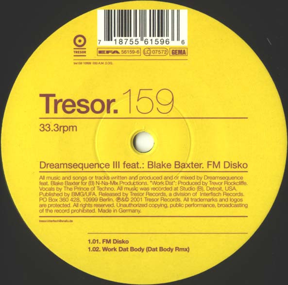 Dream Sequence Feat.: Blake Baxter - FM Disko | Tresor (Tresor 159)