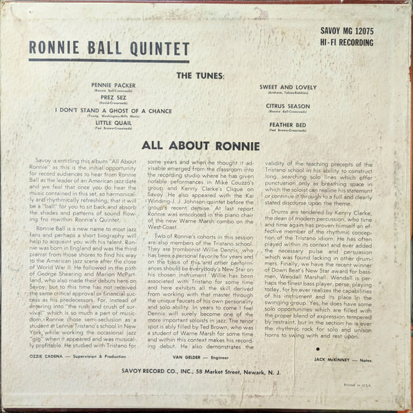 Ronnie Ball - All About Ronnie | Savoy Records (MG 12075) - 2