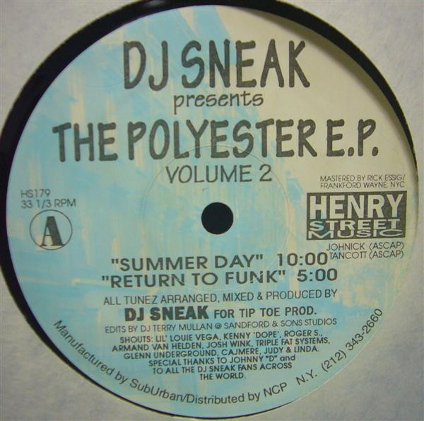 DJ Sneak - The Polyester E.P. Volume 2 | Henry Street Music (HS179)
