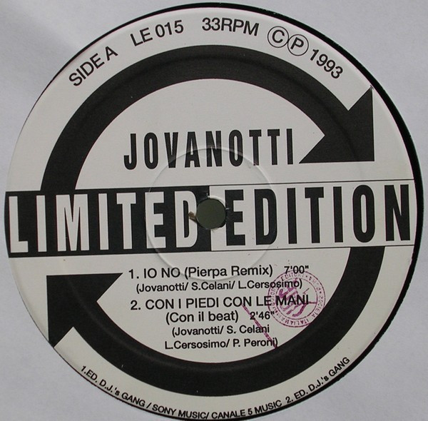 Jovanotti - Io No | Limited Edition (LE 015) Jovanotti - Io No | Limited Edition (LE 015)
