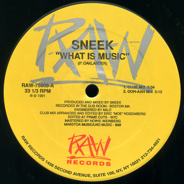 Sneek - What Is Music | RAW Records (RAW-75008)