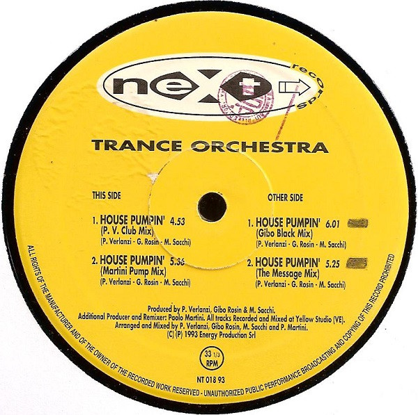 Trance Orchestra - House Pumpin' | Next Records (NT 018 93) Trance Orchestra - House Pumpin' | Next Records (NT 018 93)