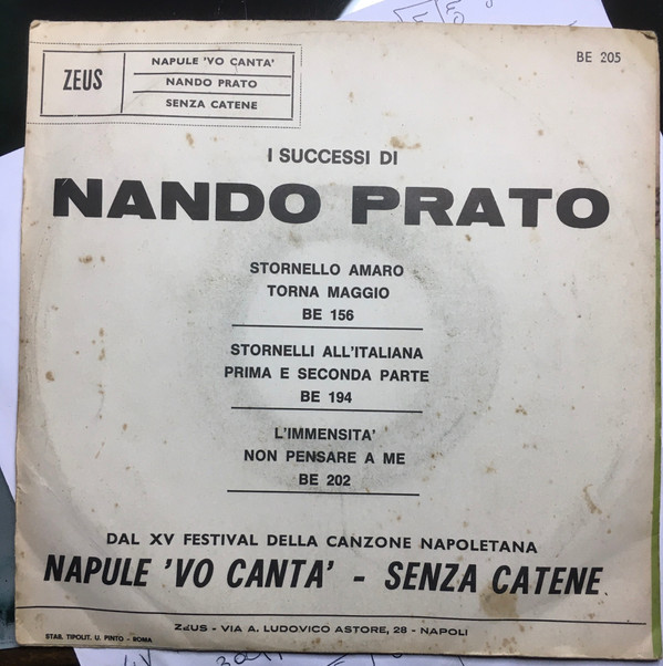 Nando Prato - Napule 'Vo Cantà | Zeus (BE 205) Nando Prato - Napule 'Vo Cantà | Zeus (BE 205)