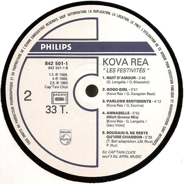 Kova Rea - Les Festivités | Philips (842 501-1) - 3 Kova Rea - Les Festivités | Philips (842 501-1) - 3