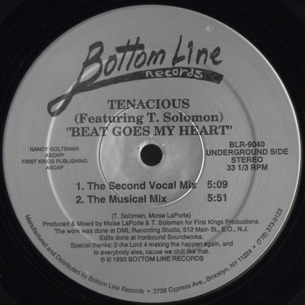 Tenacious Featuring T. Solomon - Beat Goes My Heart | Bottom Line Records (BLR-9040) - 2