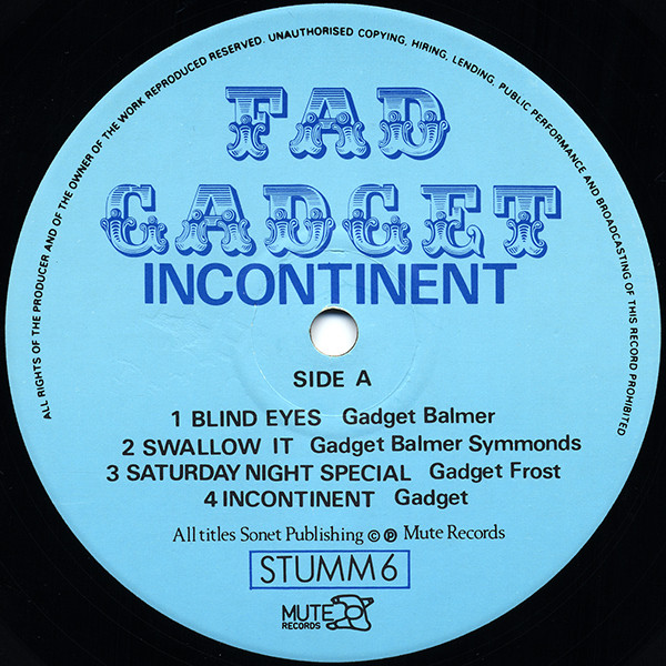 Fad Gadget - Incontinent | Mute (STUMM 6) - main Fad Gadget - Incontinent | Mute (STUMM 6) - main