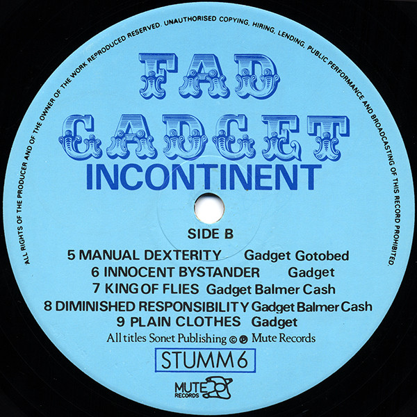 Fad Gadget - Incontinent | Mute (STUMM 6) - 4 Fad Gadget - Incontinent | Mute (STUMM 6) - 4