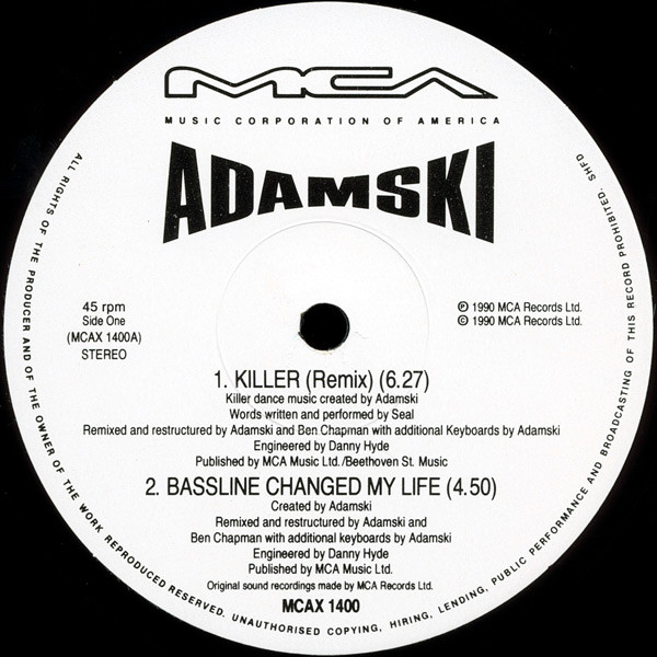 Adamski - Killeremix | MCA Records (MCAX 1400) - 3 Adamski - Killeremix | MCA Records (MCAX 1400) - 3