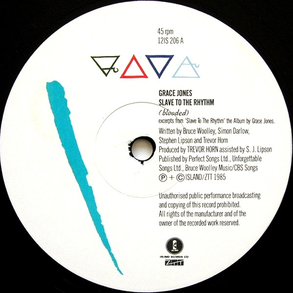 Grace Jones - Slave To The Rhythm | ZTT (12IS 206) - 3