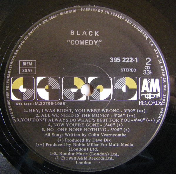Black - Comedy | A&M Records (395 222-1) - 4 Black - Comedy | A&M Records (395 222-1) - 4