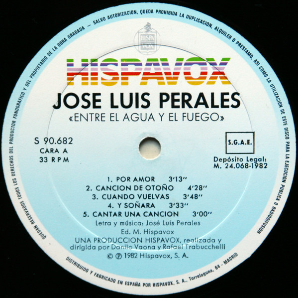 José Luis Perales - Entre El Agua Y El Fuego | Hispavox (S 90.682) - 3