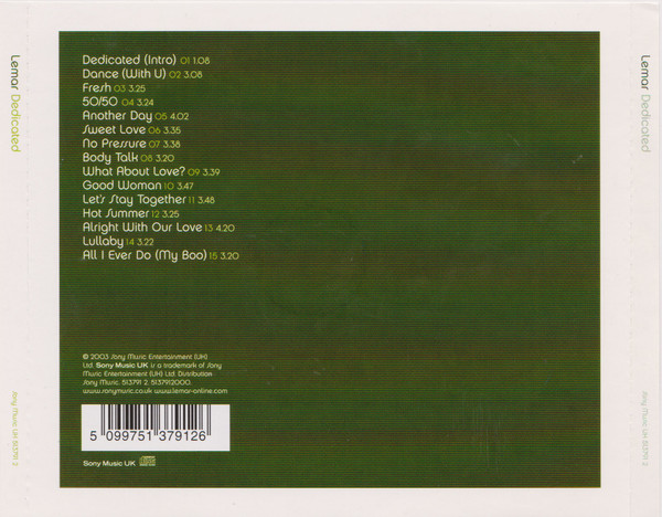 Lemar - Dedicated | Sony Music UK (513791 2) - 2