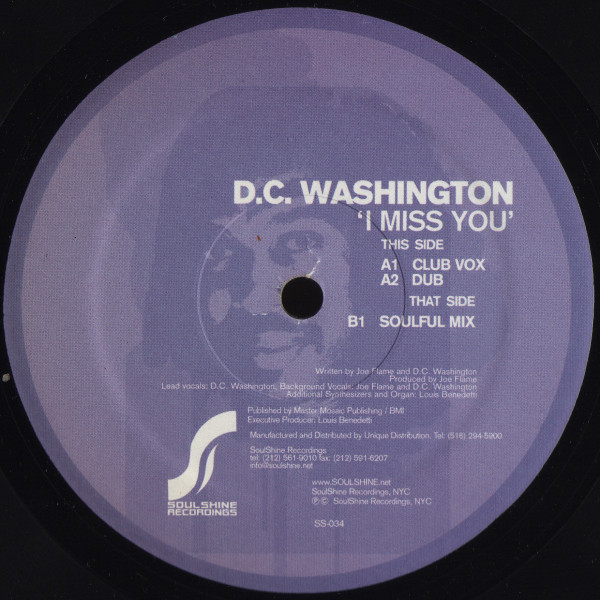 D.C. Washington - I Miss You | SoulShine Recordings (SS-034)