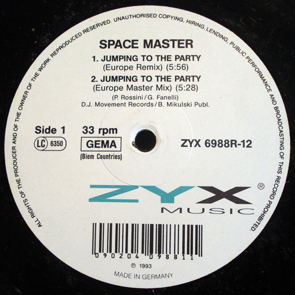 Space Master - Jumping To The Party (Remixes) | ZYX Music (ZYX 6988R-12) - main