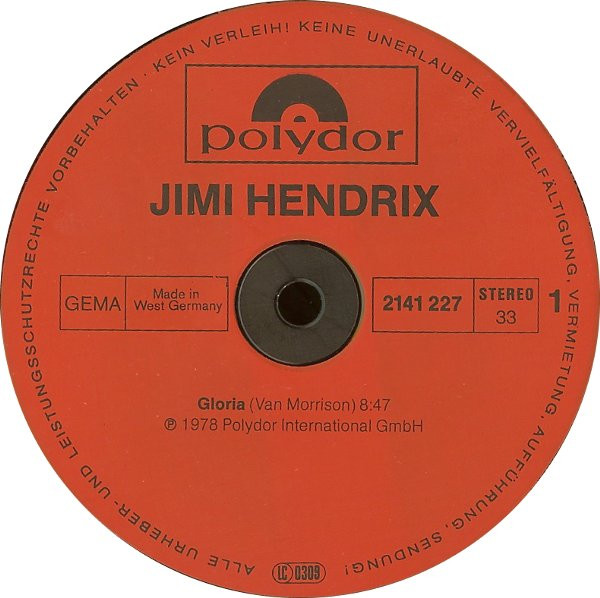 Jimi Hendrix - Gloria / Hey Joe | Polydor (2141 227) - 2