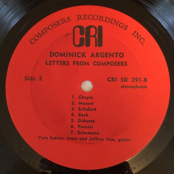 William Mayer / Dominick Argento - Brass Quintet / Miniatures / Two News Items / Letters From Composers | Composers Recordings, Inc. (CRI SD 291) - 3