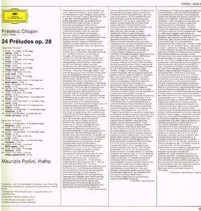 Frédéric Chopin - Maurizio Pollini - 24 Préludes Op. 28 | Deutsche Grammophon (2530 550) - 2